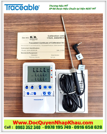 Traceable 4244 Nhiệt kế Min Max với 3 dải đo đọc 0°C, 25°C, 37°C, 4244 Traceable@ Extreme-Accuracy Thermometer chính hãng 