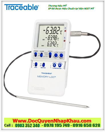 Nhiệt kế 6458 Memory-Loc™ Liquid Nitrogen Traceable® DataLogger Thermometer với dải đo nhiệt -200˚C đến 105˚C chính hãng Traceable