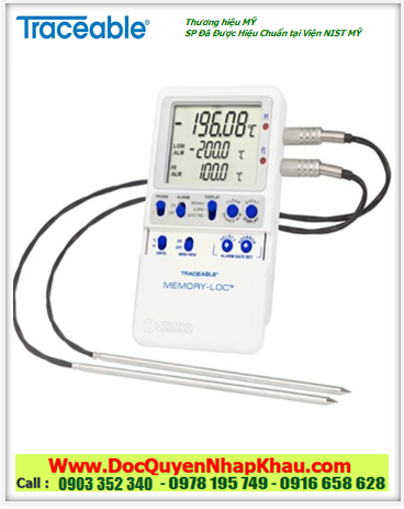 Nhiệt kế 6459 Memory-Loc™ Liquid Nitrogen Traceable® DataLogger Thermometer với dải đo nhiệt -200˚C đến 105˚C chính hãng Traceable 